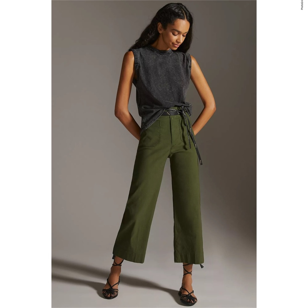 ANTHROPOLOGIE MAEVE COLETTE *PONTE FABRIC* GREEN CROP PANT SIZE 25 PETITE